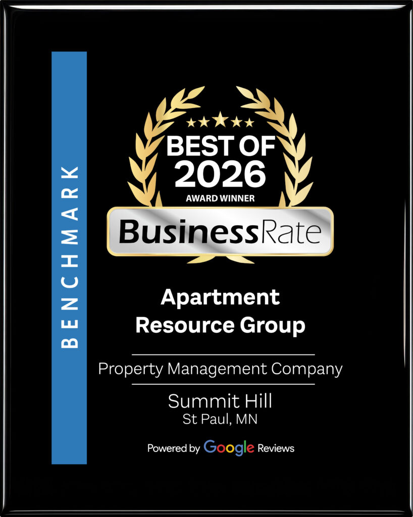 Award from BusinessRate.com for best property management in St. Paul